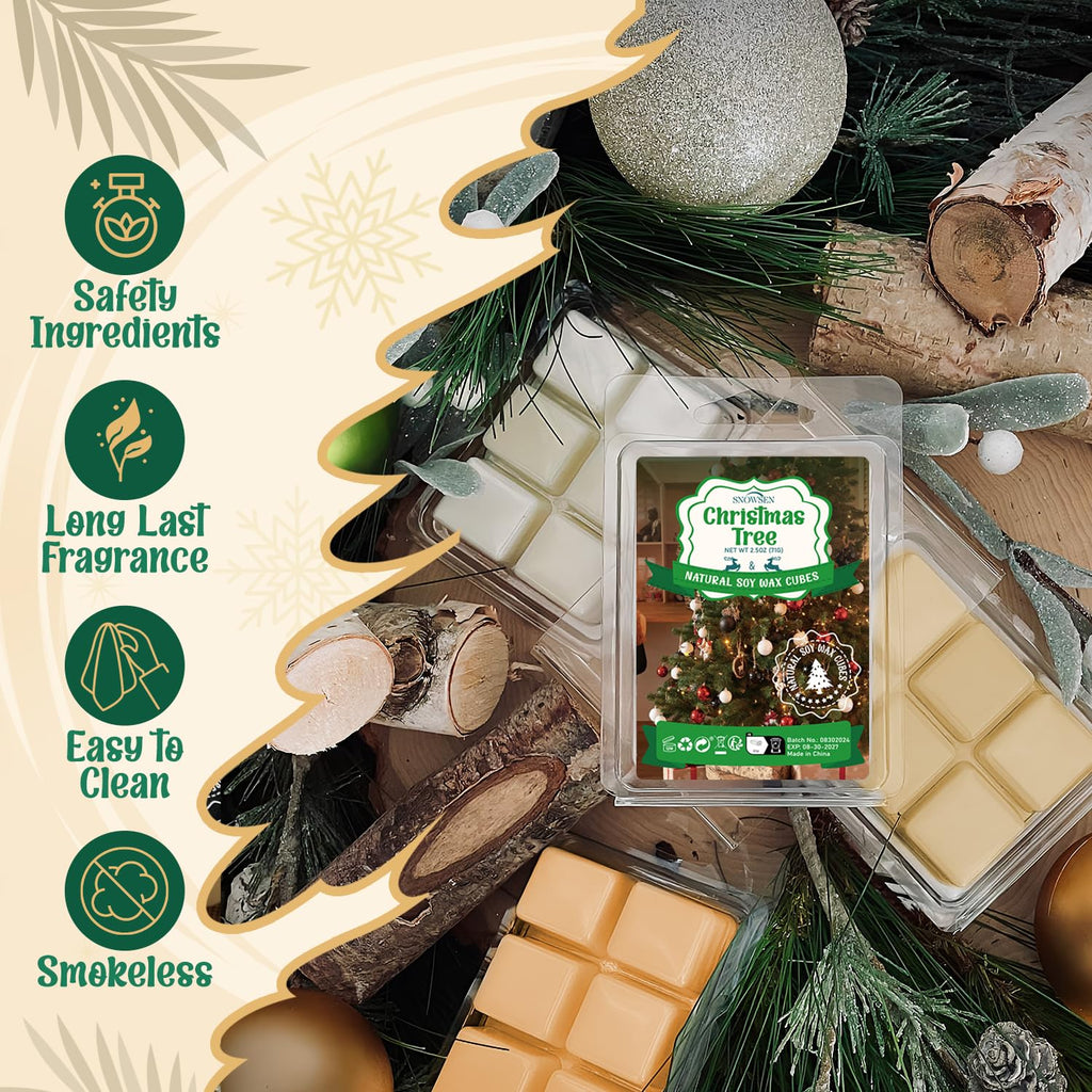 Christmas Wax Melts, 8 Pack Winter Scented Wax Cubes, Soy Wax Cubes Strong Scent, Wax Melts Tarts for Warmer - Apple