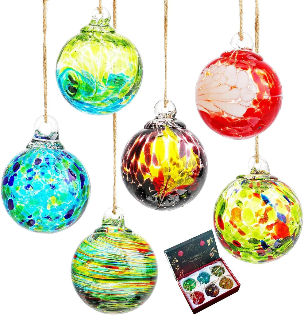 Hand-Blown Glass Ornament Balls 2.3'' Hanging Witches Ball Gazing Ball - Set of 6