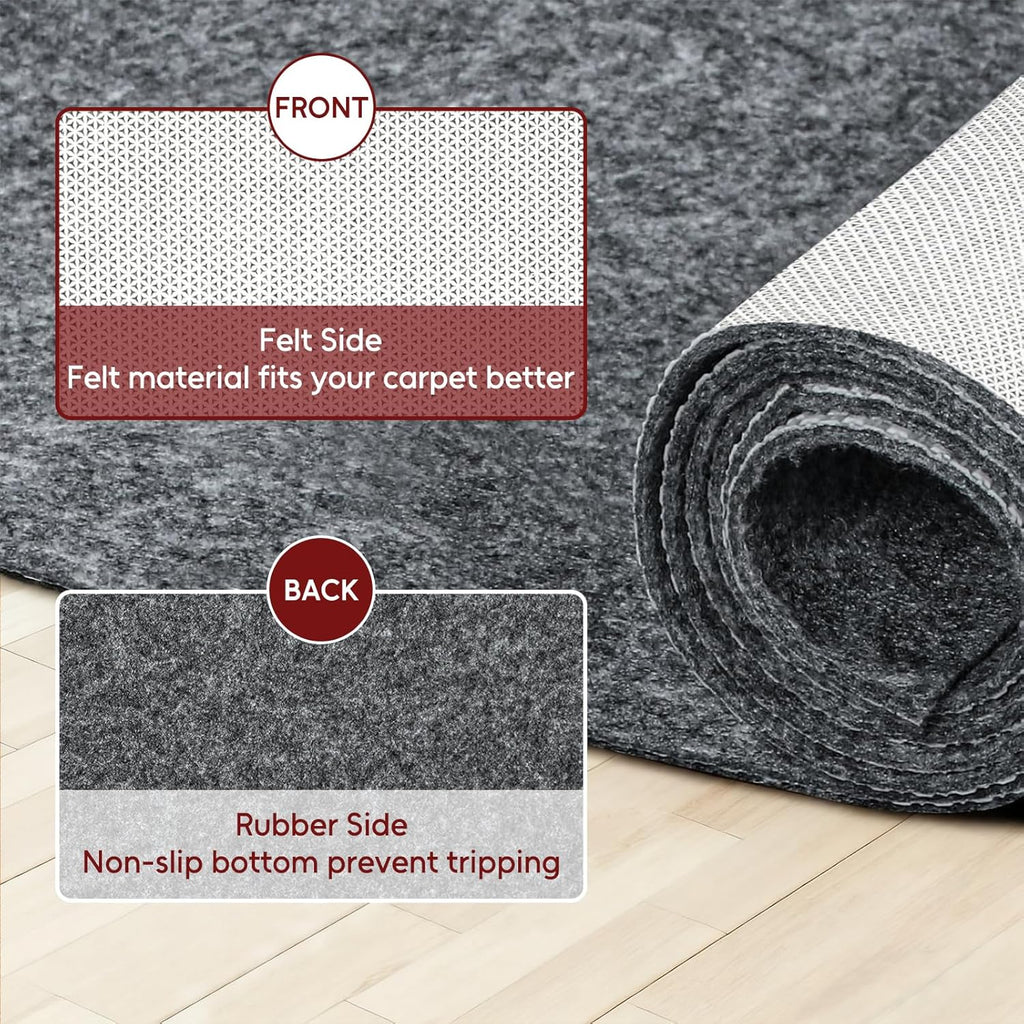 Felt and Rubber Backing Rug Pad, 8"x10" Non-Slip Rug Pads, 1/8" Thick, Under Area Carpet Protective Pads, Cushioned
