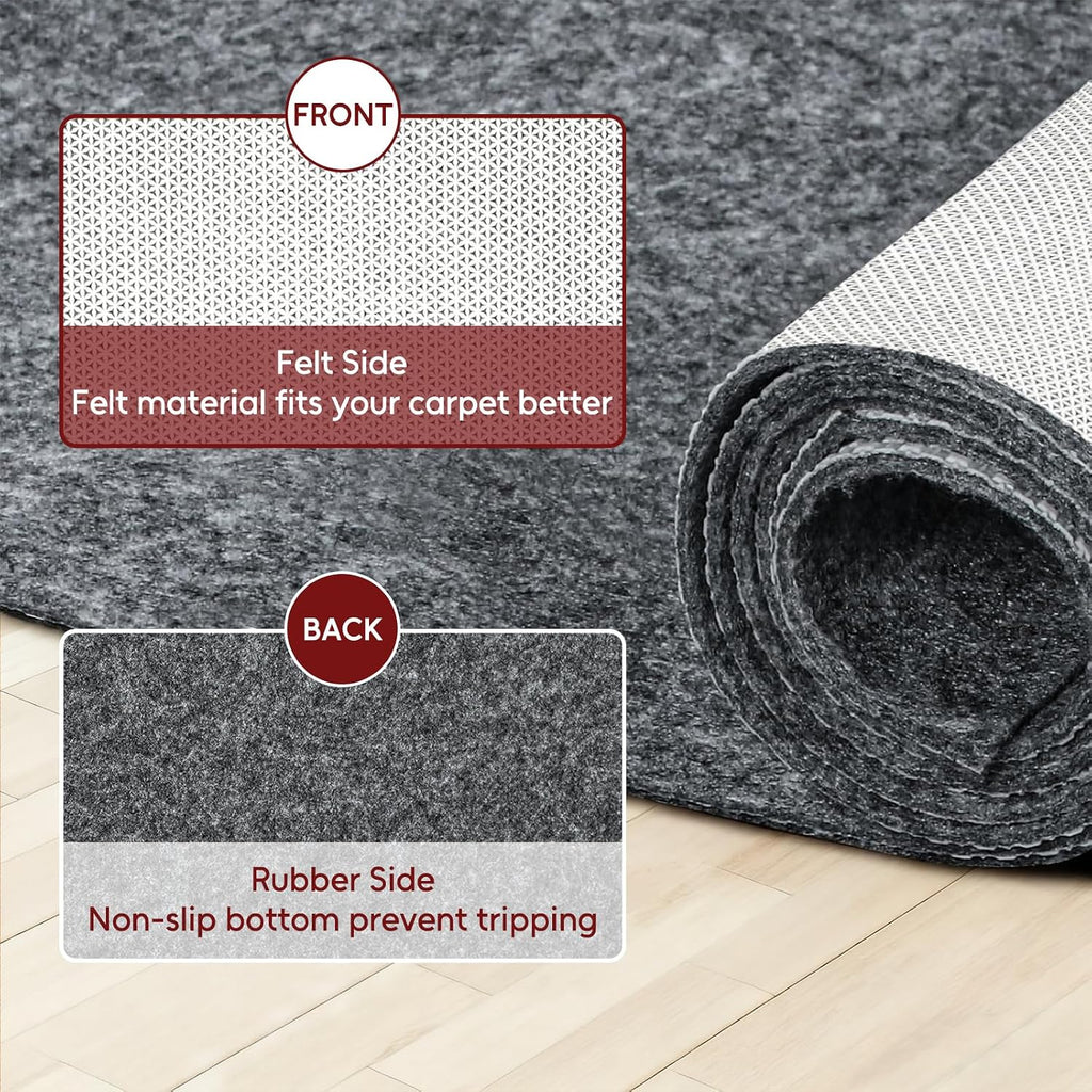Felt and Rubber Backing Rug Pad, 3"x10" Non-Slip Rug Pads, 1/8" Thick, Under Area Carpet Protective Pads, Cushioned