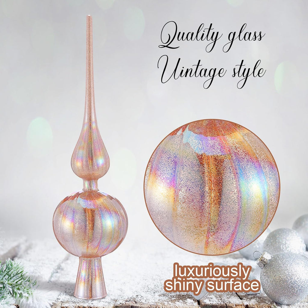 12" Mercury Glass Christmas Tree Topper,Classic,Glitter