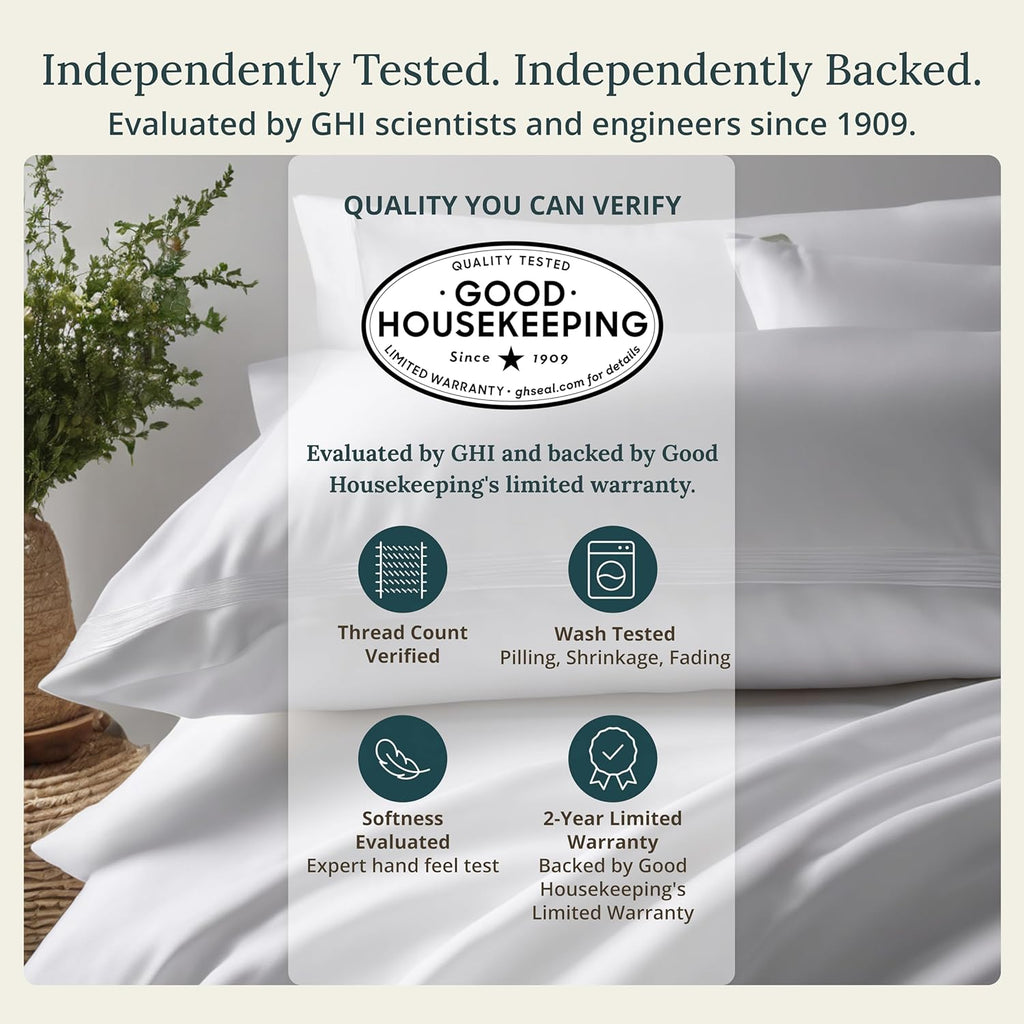 100% Egyptian Cotton Sheets Queen Set - Certified Authentic Luxury Queen Sheet Set with Deep Pocket, Soft Sateen