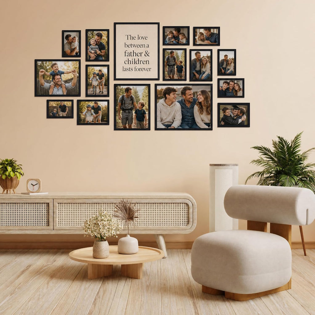 16 Pack Black Picture Frames for Multi Sizes Photos, Assorted Set Including Two 11x14, Two 8x10, Six 5x7, Six 4x6