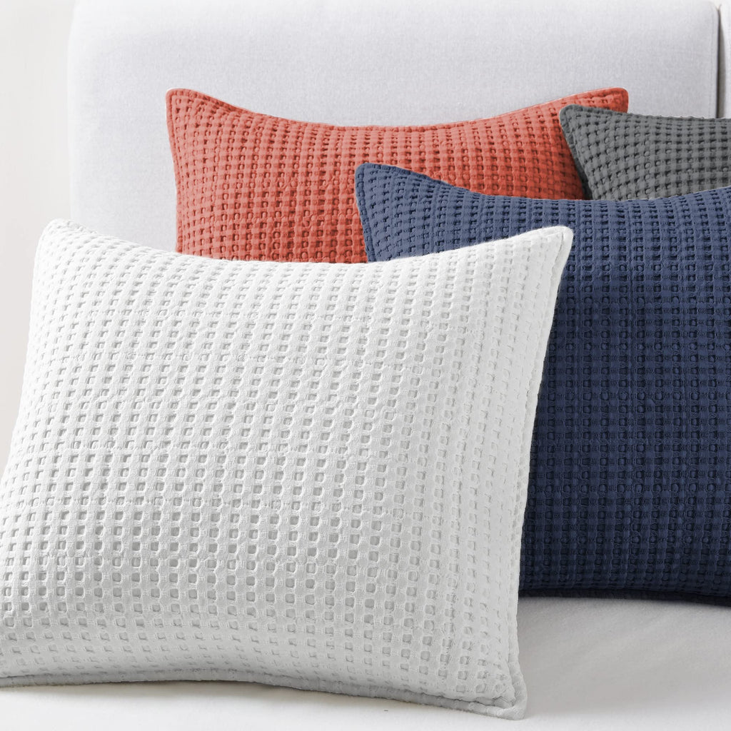 Mills Waffle - Decorative Pillow - Poly Filled - Bright White - Sham Size (20 x 20in.)