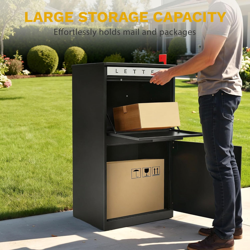 35" H Large Package Delivery Box with Password Lock, Mail Slot