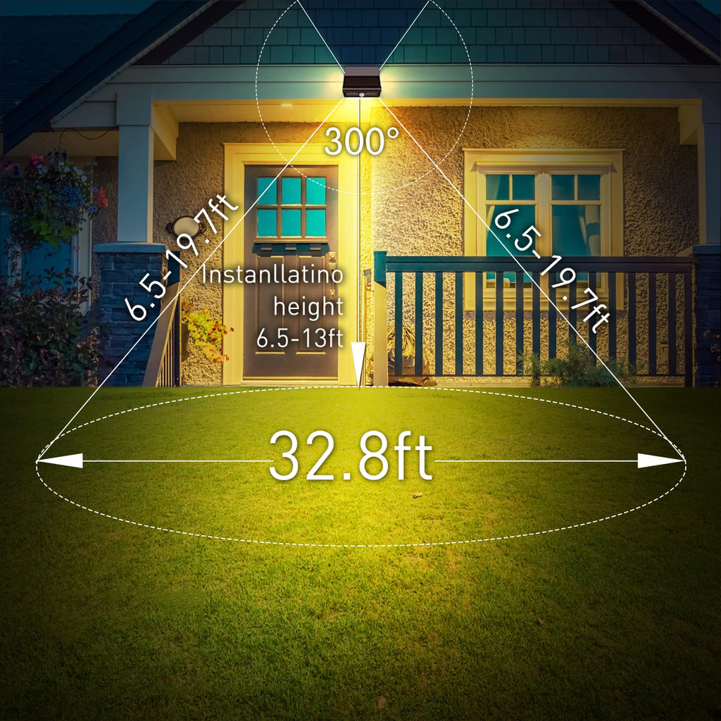 Outdoor Solar Security Lights Motion Sensor, Waterproof LED Wall Lights, Wireless Solar Light Safety, Ideal for Yard