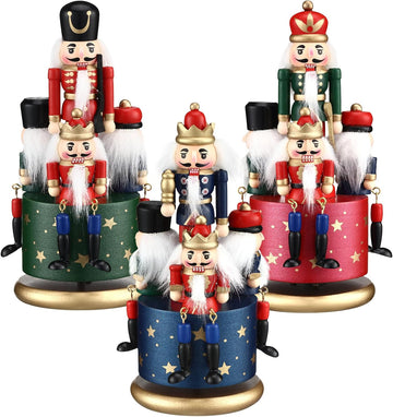 3 Pcs Nutcracker Soldier Music Box Wooden Clockwork Soldier Figures