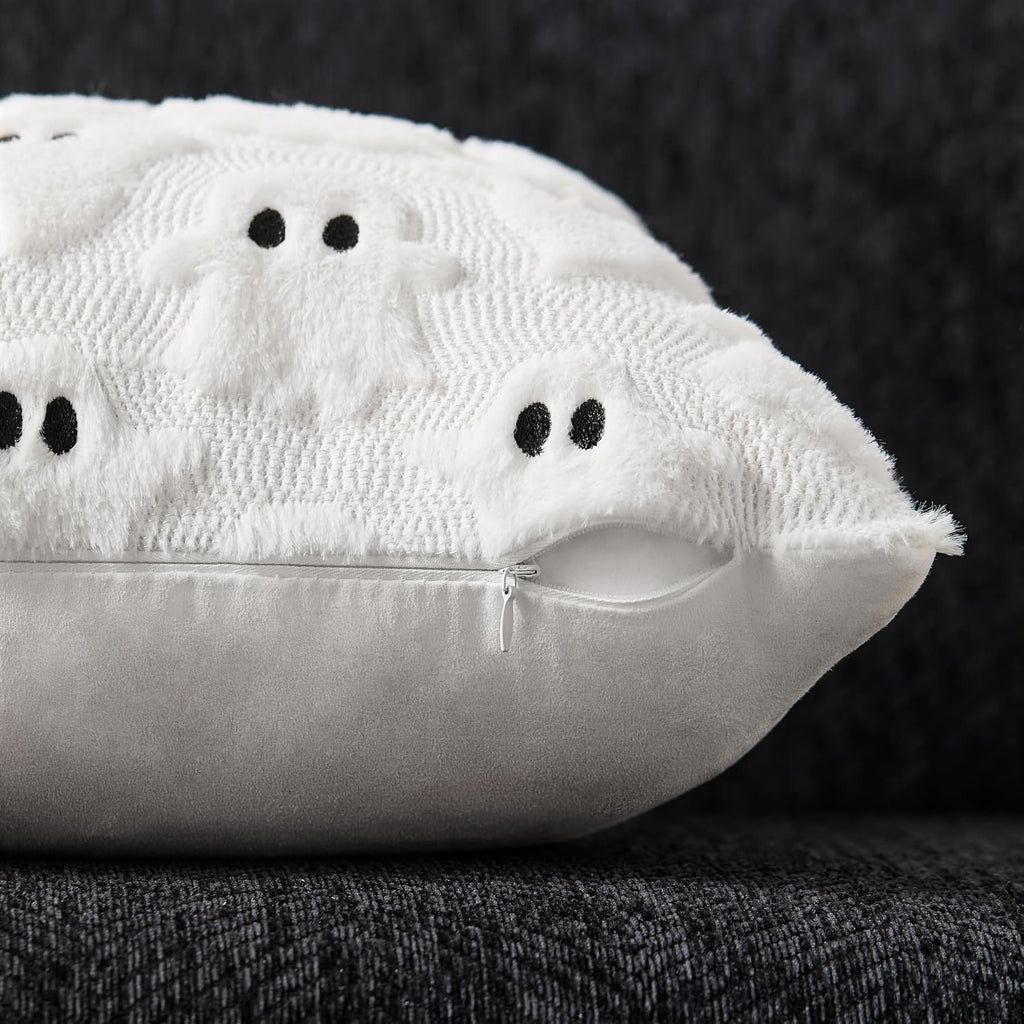 Halloween Pillow Covers 18x18 inch White Ghost Halloween Decor - Set of 2