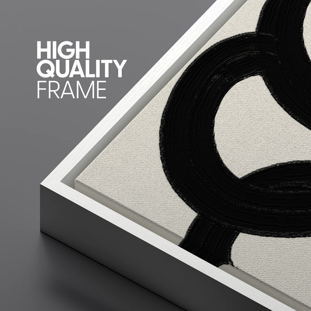Framed Canvas Print Wall Art Set Duotone Minimal Dark Brush Stroke Landscape Abstract Shapes Illustrations Boho