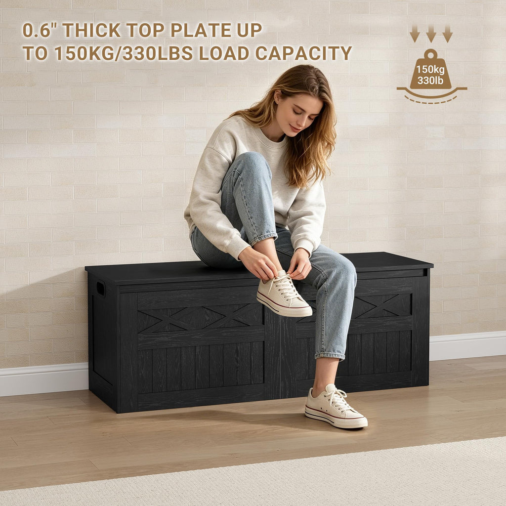 47 inches Rustic Storage Chest and Bench | 59 Gal | 330lb Seat