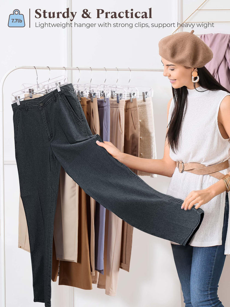 Heavy Duty Clear Pants Hangers 300 Pack, 14'' Skirt Hangers
