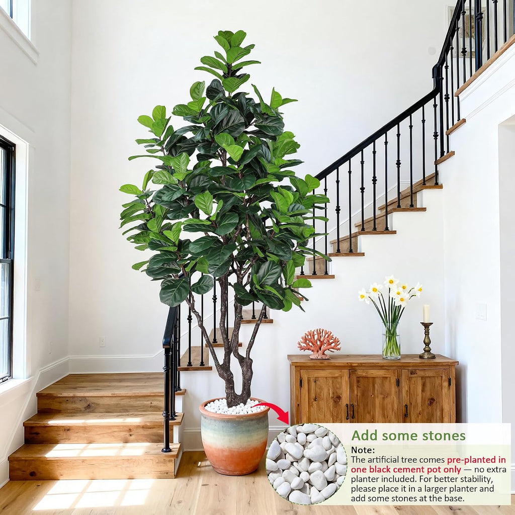 8FT Faux Fiddle Leaf Fig Tree Artificial Plants Indoor Ficus Lyrata Trees