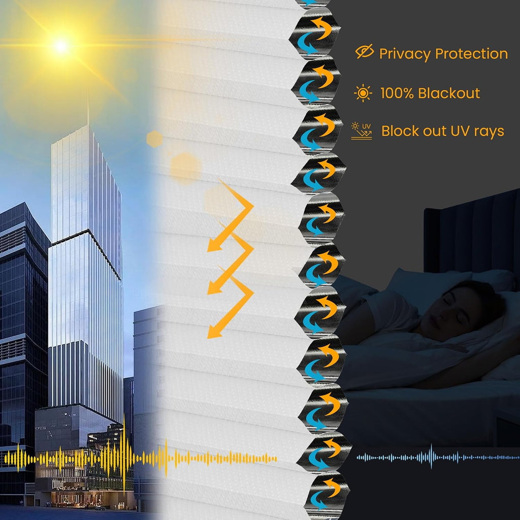 Top Down Bottom Up Cellular Shades , White(Blackout) | Cordless Honeycomb Shades for Windows, Thermal Insulation