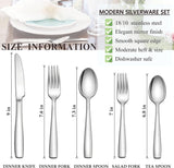 18/10 Stainless Steel Silverware Set, 60-Piece Fancy Flatware Cutlery Set for 12, Modern Eating Utensils Tableware