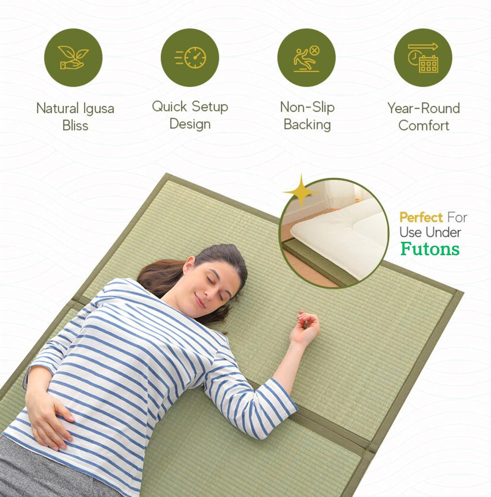 Japanese Traditional Tatami Mat, Igusa (Rush Grass) Floor Mattress, Futon, 55"x78" (, Natural)