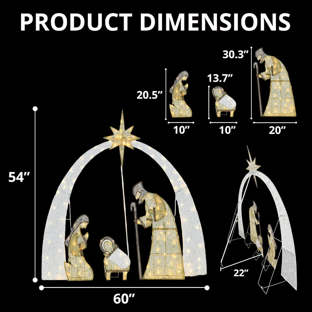 54" H Outdoor Nativity Scene Set Christmas Decorations