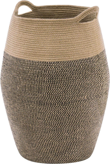 105L Cotton Rope Laundry Hamper, Collapsible Woven Basket | Extra Large Woven Laundry Hamper with Sturdy Handles