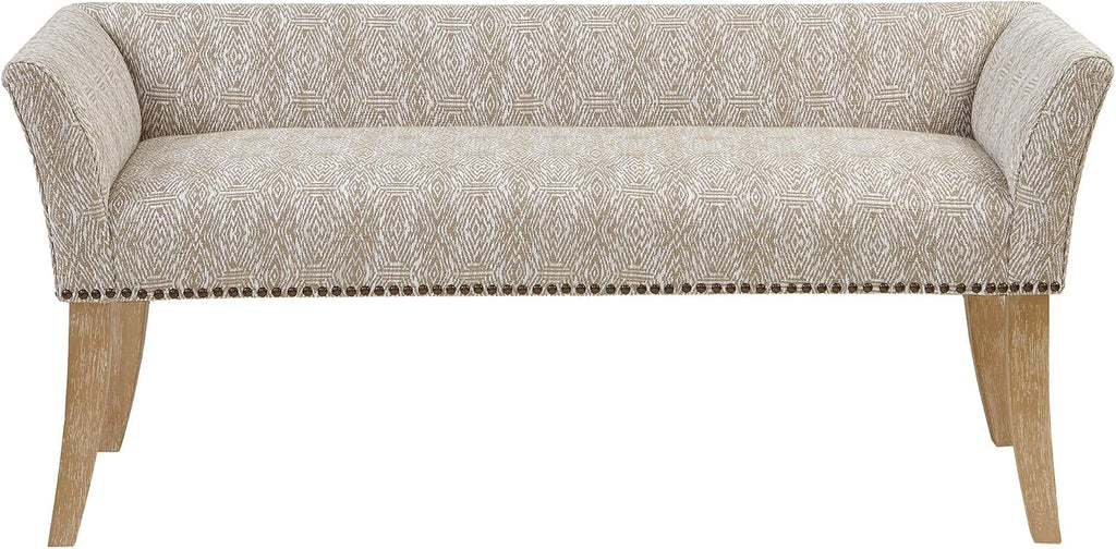 Accent Bench , Upholstered with Nailhead Trim, & Padded Seat Entryway Bench Small, End of Bed Bench with Back, 49.5"