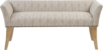 Accent Bench , Upholstered with Nailhead Trim, & Padded Seat Entryway Bench Small, End of Bed Bench with Back, 49.5"
