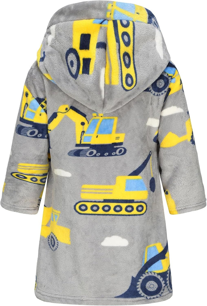 Boys Fleece Robe, Hooded Toddler Soft Fuzzy Bathrobe for Kids