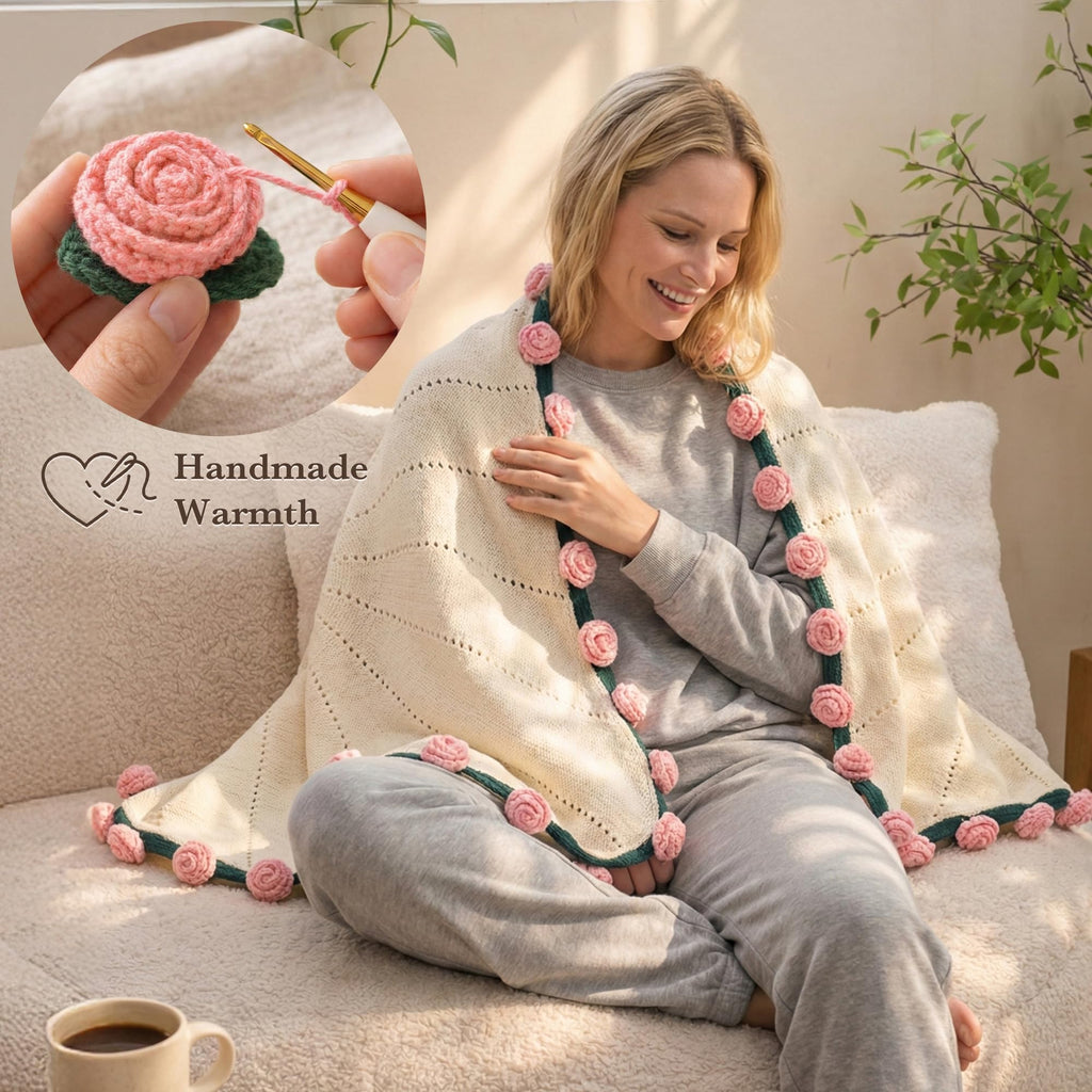 Care Package for Women, Flower Bouquet Blanket Gift Basket, Get Well Gifts for Women, Self Care Gifts, Thinking of