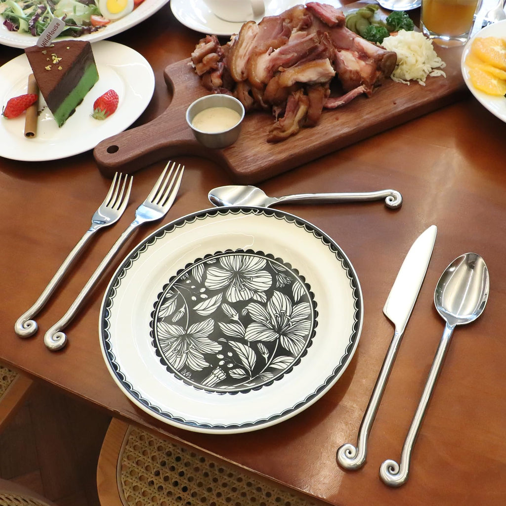 18/10 Stainless Steel Flatware, Silverware Set Combo with Musical Note Tail Design, Dishwasher Safe, 20-Piece Cutlery