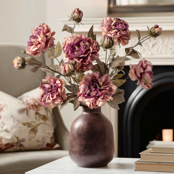 Dusty Rose Artificial Peony Flowers for Vase, 6 Faux Peony Stems with Large Realistic Blooms and Buds, 28.3" Long