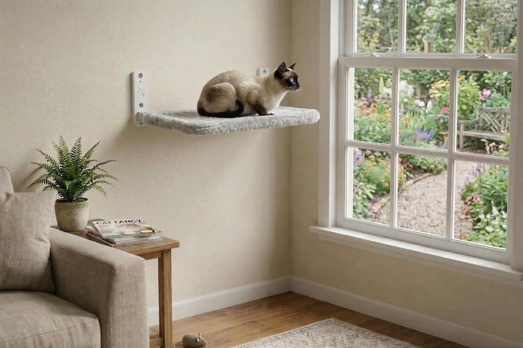 Cat Wall Bed, Foldable Cat Wall Hammock with Plush Washable Cover