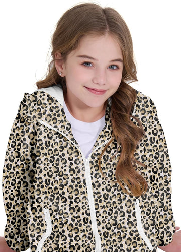 Girls Lightweight Rain Jacket Hooded Water-Resistant Windbreaker