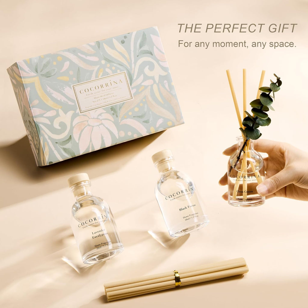 Reed Diffuser with Dried Eucalyptus - Set of 3