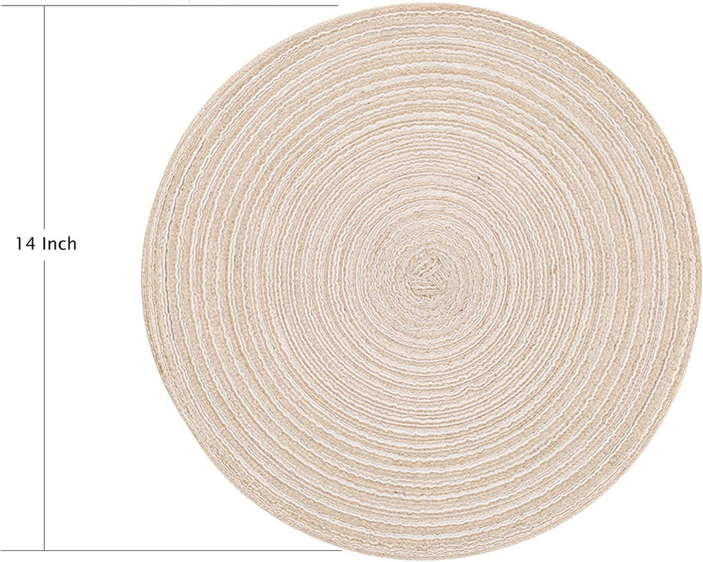 Inch Round Placemats Heat-Resistant Stain Resistant Anti-Skid Washable Polyproplene Table Mats Placemats (Beige - Set of 6
