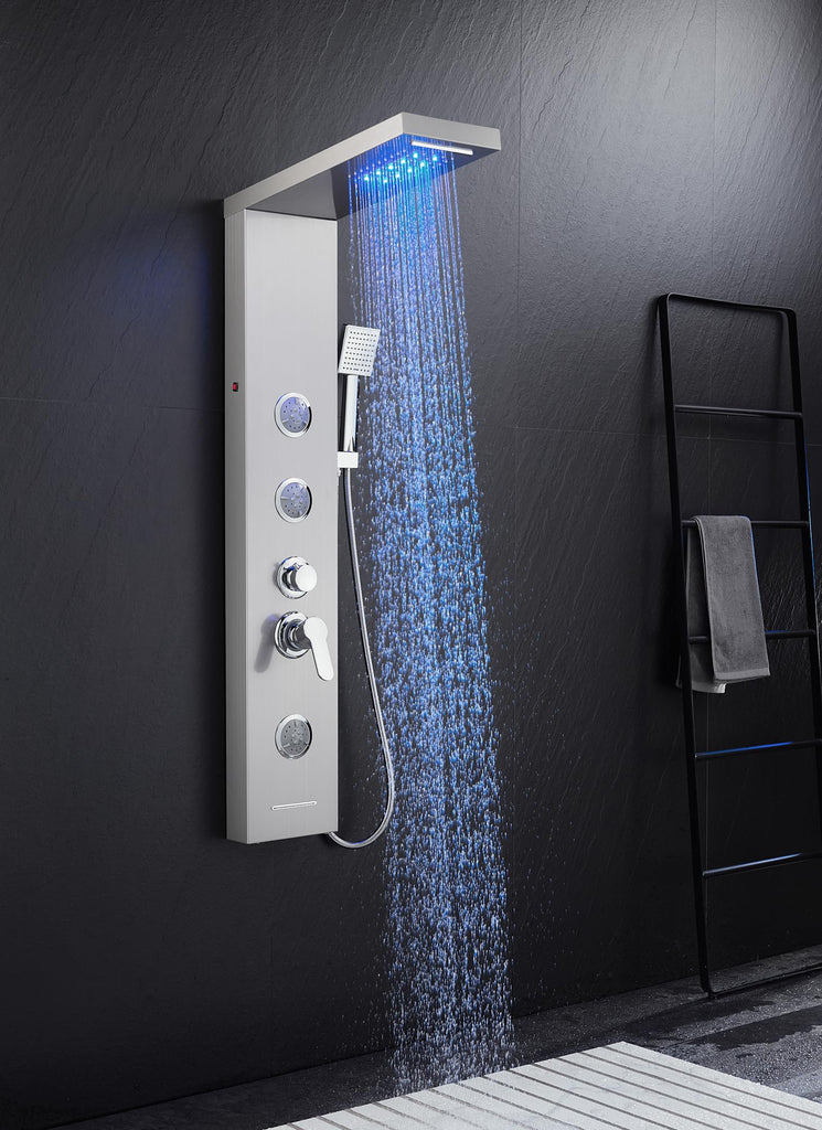 5 in 1 Shower Panel Tower System with LED Lights Stainless steel