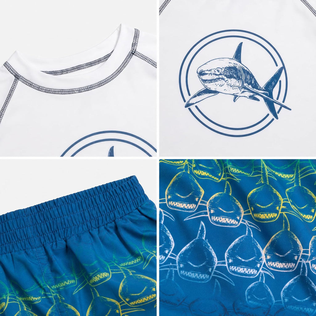 Boys Piece UPF 50+ Long Sleeve Rash Guard & Swim Trunks