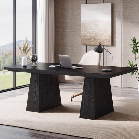 63-Inch Executive Desk, Large Office Computer Desk with Double Pedestal