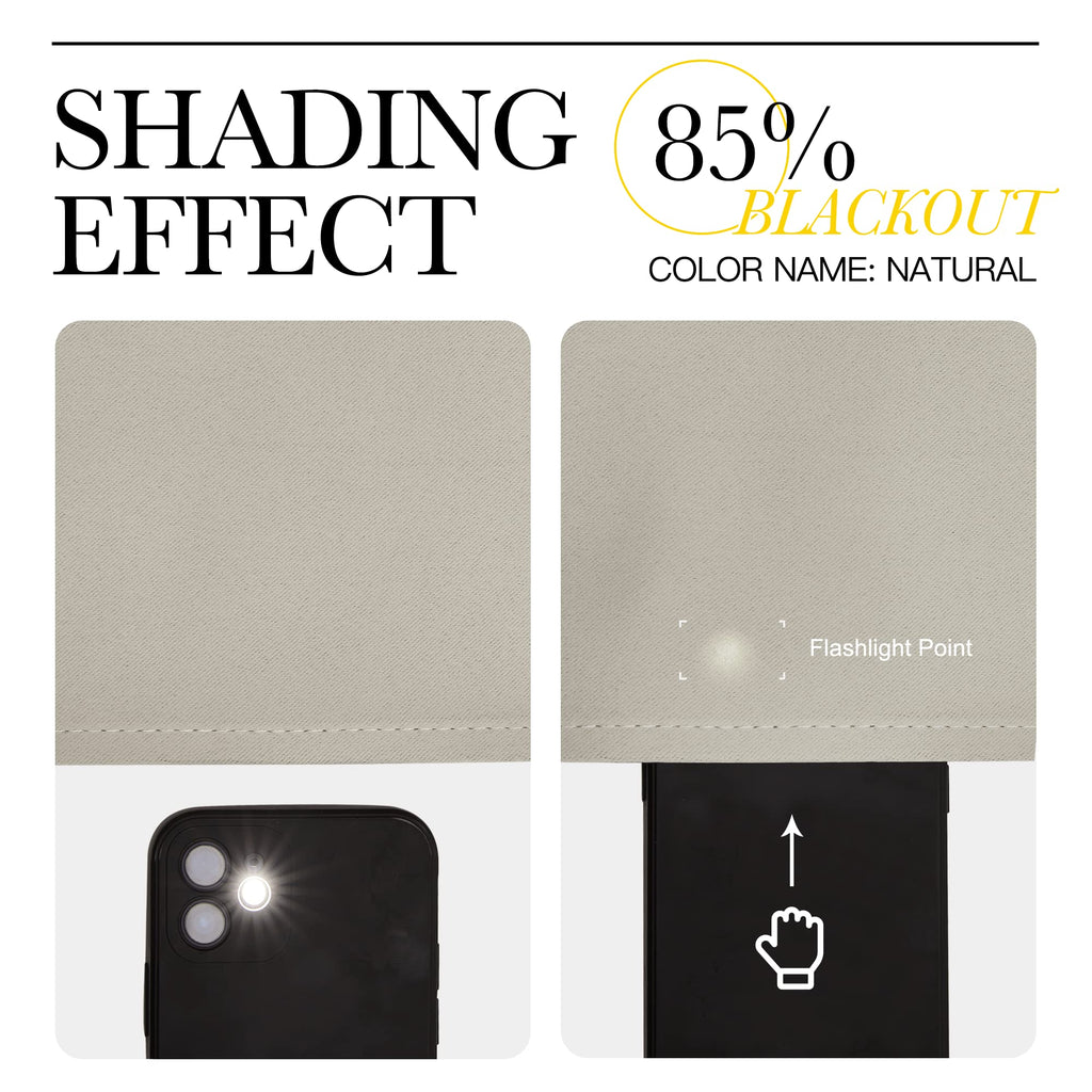 Blackout Natural Curtain, 1 Panel, W55 x L86, Thermal Insulated Solid Grommet Sound Reducing Energy Saving Window