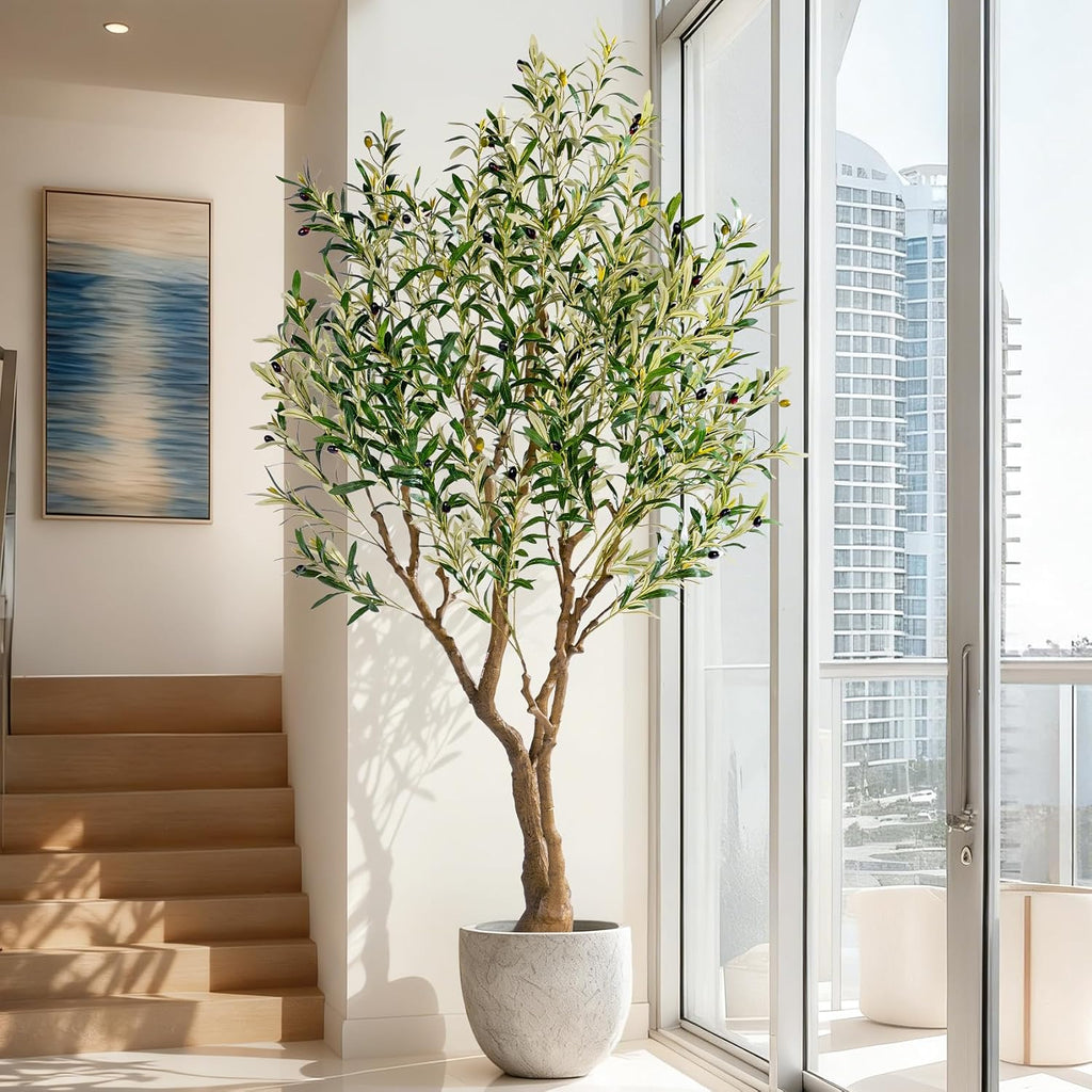 6ft Faux Olive Tree with Pot & Moss Artificial Olive Plant Fake Olive Tree Decor, Large Indoor Artificial Trees Faux