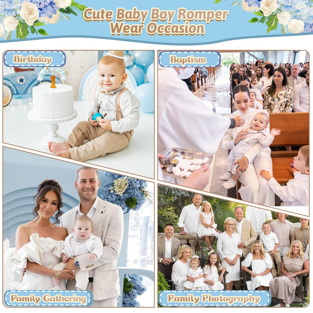 Boy clothes boy baptism outfit white romper