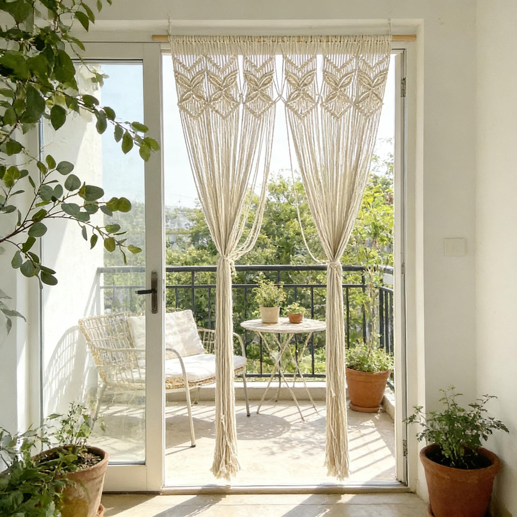 Boho Doorway Curtains Macrame Valance Wall Hanging Home Macrame Woven Tapestry Butterfly Curtain Decoration Room
