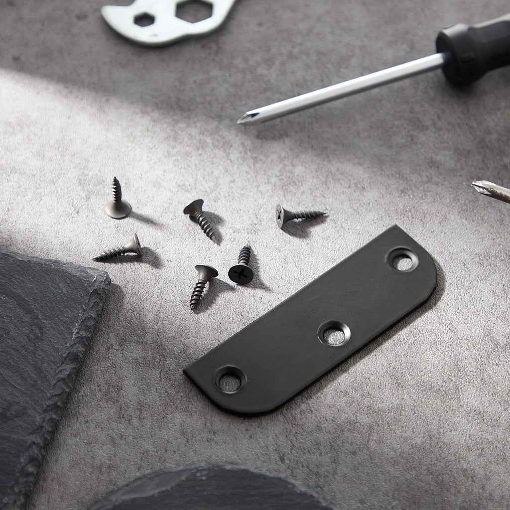 12 Set Black Door Hinge Filler Plates 3.5 inch, with 18 Screws