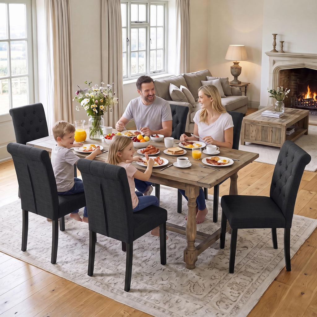 Set of 4, Modern Armless Parsons Side Chairs, Upholstered Button-Tufted Fabric Dining Kitchen Chairs with Solid Wood