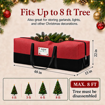 Christmas Tree Storage Bag, Fits 8 Ft Artificial Trees, Red