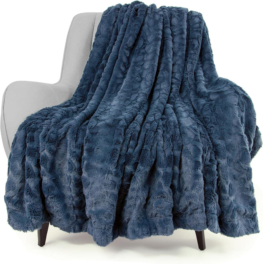 Faux Fur Luxury Throw Blanket,Double Side Soft Fluffy Shaggy Fuzzy Blanket, Throw)