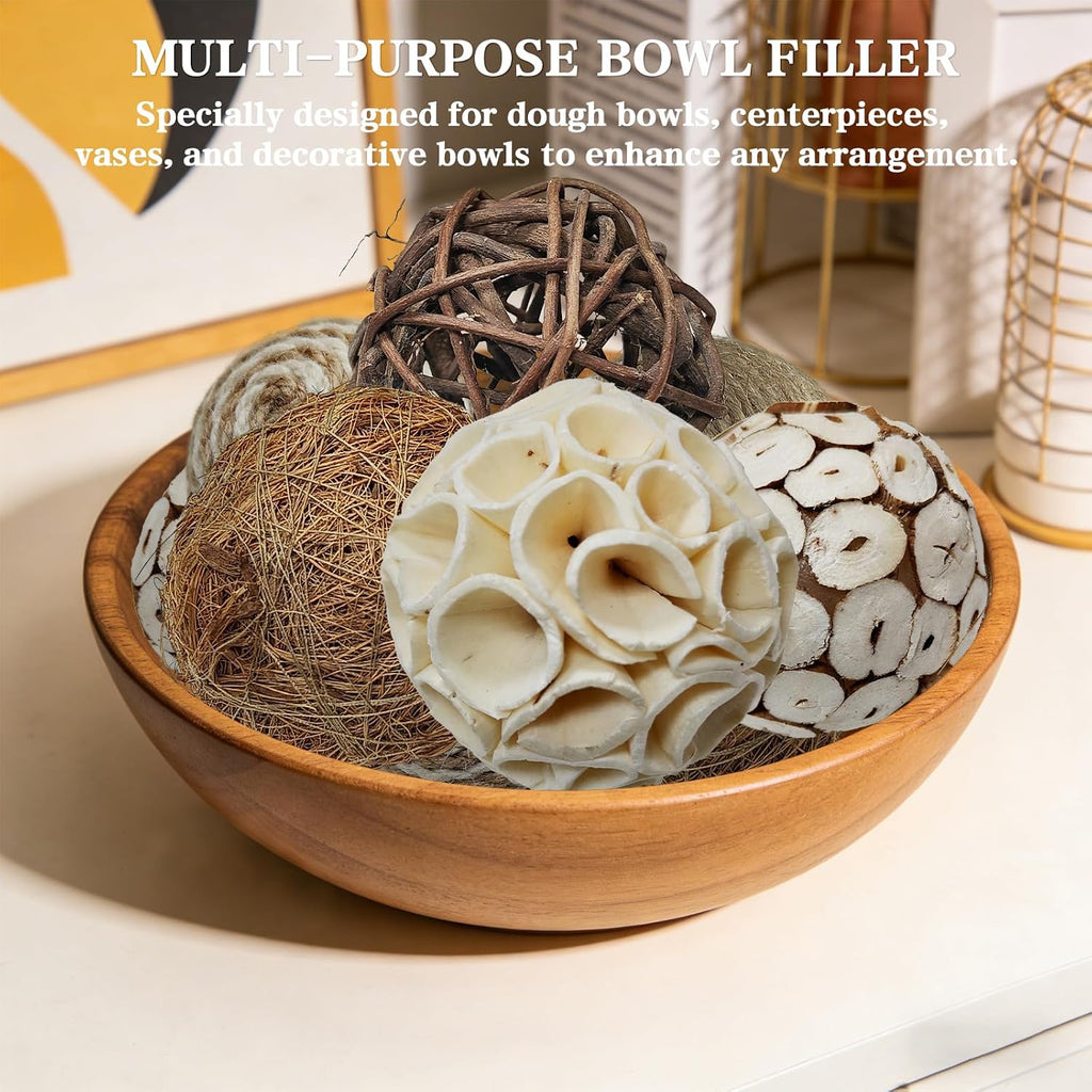 2.5 Inch Decorative Balls & Orbs Bowl Filler Decor, Table Centerpiece & Dough Bowl Vase Decor - Set of 6