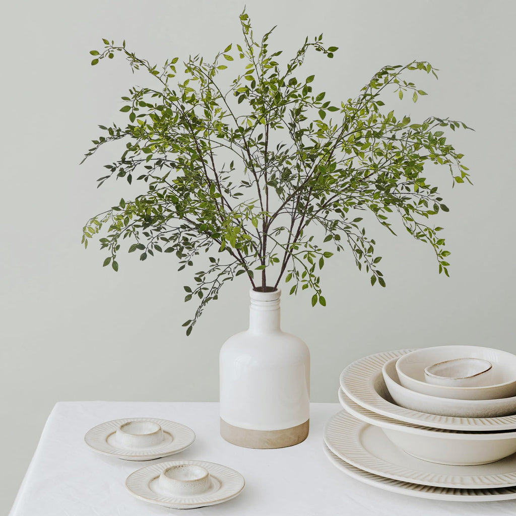 Fake Plants Eucalyptus Stems, Plastics Ficus Stems for Vase Artificial Plants, Greenery Stems Branches for Vase Faux