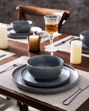 Mercury Plates and Bowls Sets, 12 Pieces Stoneware Dinnerware Sets, Dishes Set for 4, Microwave and Dishwasher Safe
