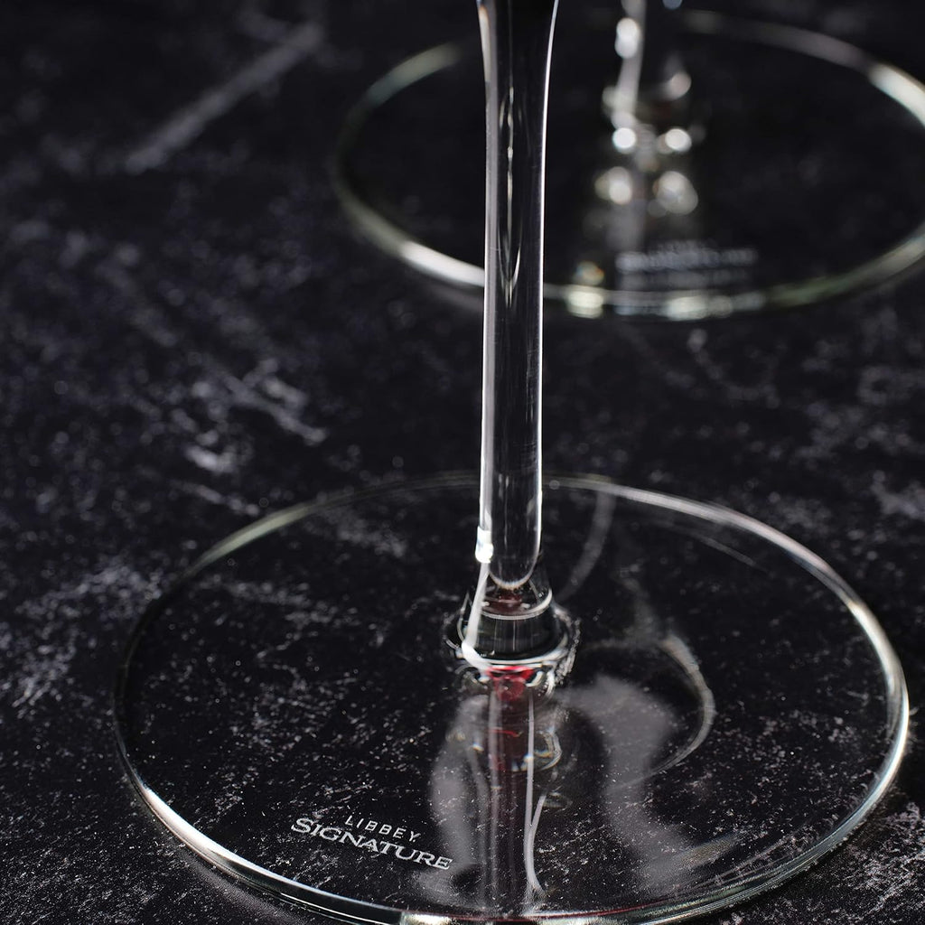 Signature Red Wine Glasses Set of 4, Seamless 24 Oz Wine Glasses for Cabernet, Merlot, and More, Stemmed Wine Glasses