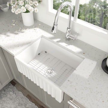 24 Inch White Porcelain Farmhouse Sink