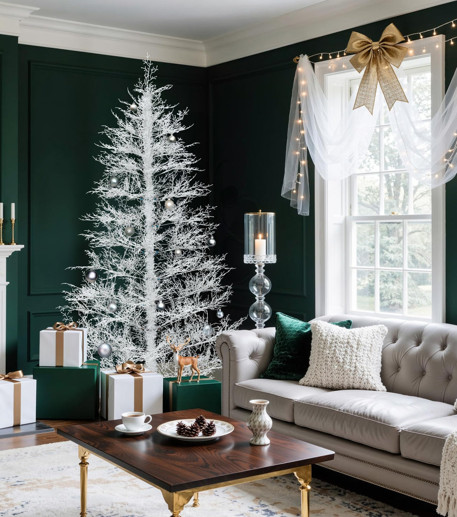 6FT Prelit White Birch Christmas Tree W/300 LED Lights, Remote Control