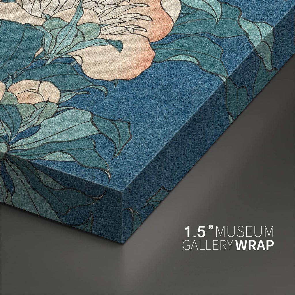 Print Wall Art - Japanese Woodblock Print Peonies and Canary by Katsushika Hokusai - 24x36 inches