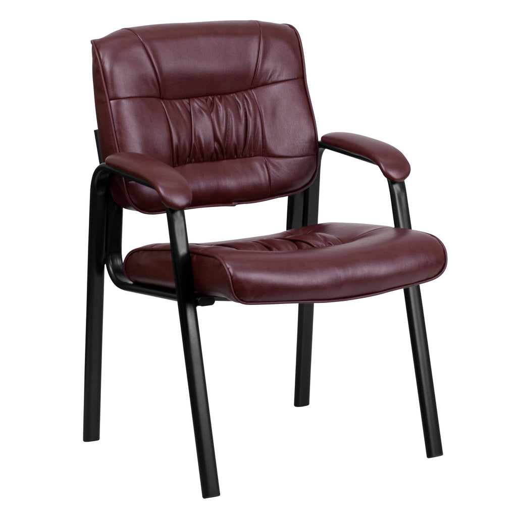 Burgundy Faux Leather Executive Chair with Black Frame